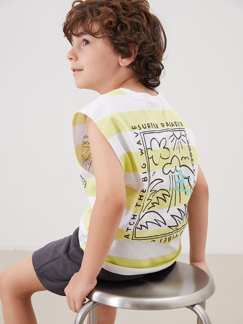 LC WAIKIKI Crew Neck Striped Printed Boys' Tank Top